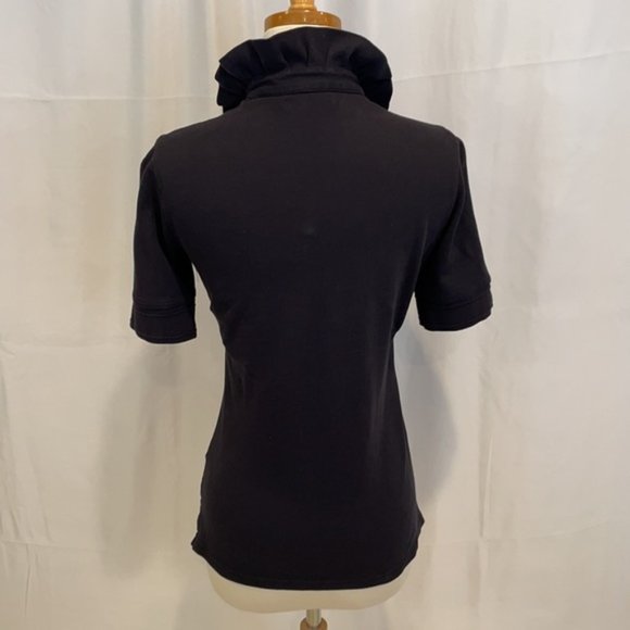 Burberry ruffle collar polo - Black knit five button - Size M - Picture 3 of 13